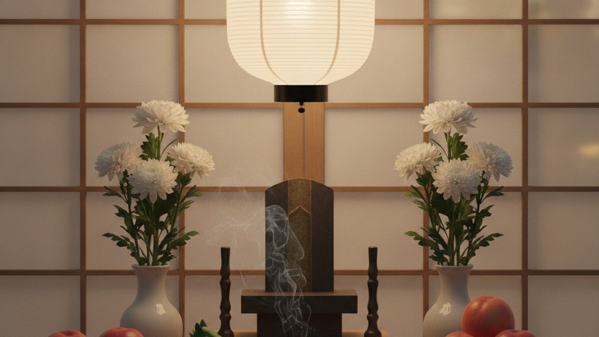 新盆（初盆）の精霊棚（イメージ）